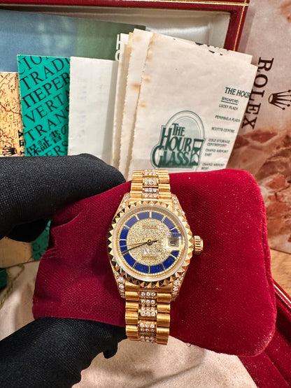 Rolex DateJust 26 🔥Ultra Rare🔥 “ Carousel “ Lapis Diamond Dial & Pyramid Bezel Ref: 69188