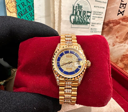 Rolex DateJust 26 🔥Ultra Rare🔥 “ Carousel “ Lapis Diamond Dial & Pyramid Bezel Ref: 69188