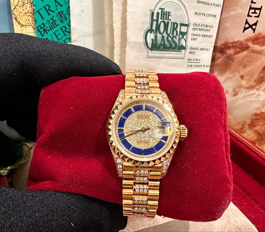 Rolex DateJust 26 🔥Ultra Rare🔥 “ Carousel “ Lapis Diamond Dial & Pyramid Bezel Ref: 69188