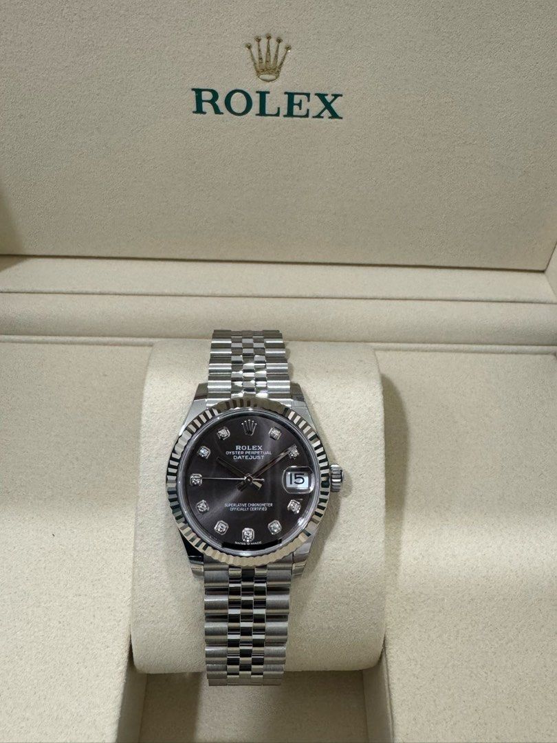 Rolex DateJust 31 Ref: 278274 Dark Grey Dial ŵ 10pt. Diamonds Dated 2026 31mm Brand New Unworn