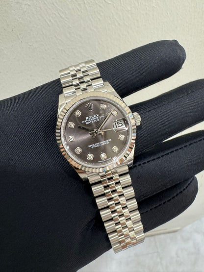 Rolex DateJust 31 Ref: 278274 Dark Grey Dial ŵ 10pt. Diamonds Dated 2026 31mm Brand New Unworn