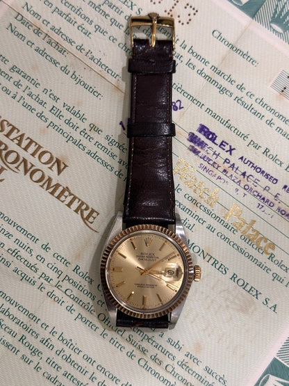 Rolex DateJust 36 Champagne Baton Dial Ref: 16013