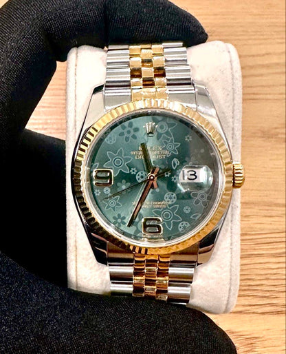 Rolex DateJust 36 Ref: 116233 Two-Tone 🔥Rare Olive Green Flora Dial 36mm