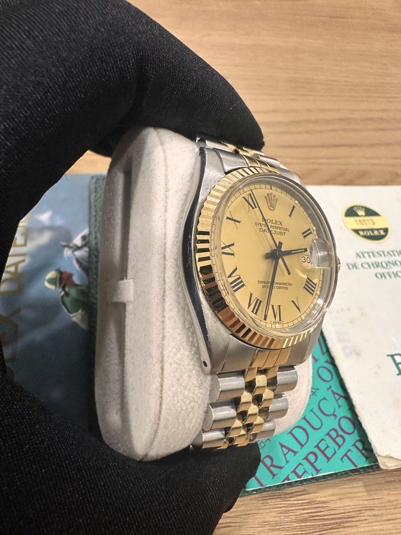 Rolex DateJust 36 Ref: 16013 Two-Tone Buckley Gold Dial Papers