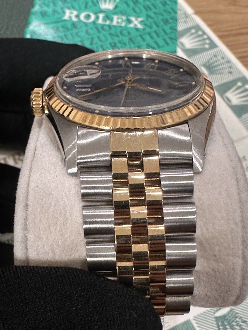 Rolex DateJust 36 Ref: 16013 Two-Tone ŵ Rare Blue Buckley Dial Papers