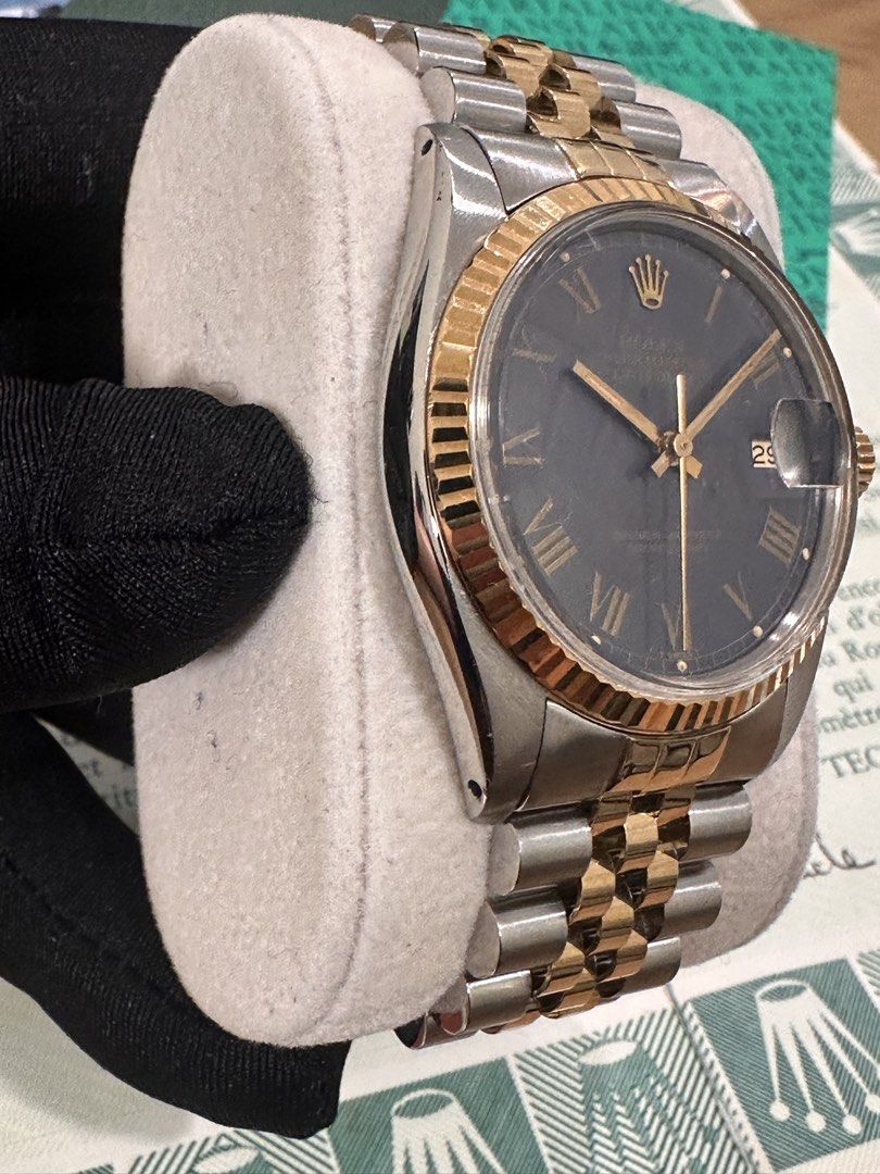 Rolex DateJust 36 Ref: 16013 Two-Tone ŵ Rare Blue Buckley Dial Papers