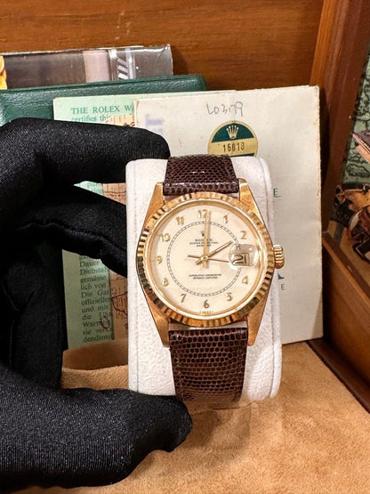 Rolex DateJust 36 Ref: 16018 RARE🔥Cream-Coloured Boiler Gauge 18K Yellow Gold Full Set