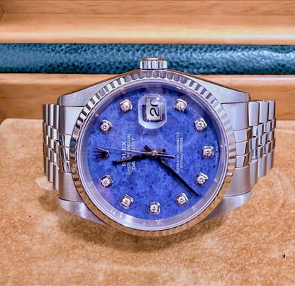 Rolex DateJust 36 Ref: 16234 Rare Sodalite Dial Full Set Mint (Excellent dial)