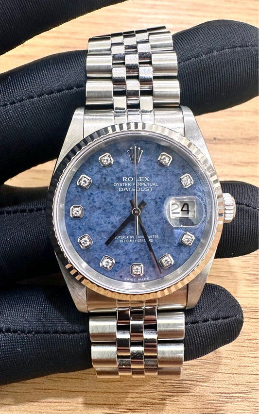 Rolex DateJust 36 Ref: 16234 Rare Sodalite Dial Full Set Mint (Excellent dial)