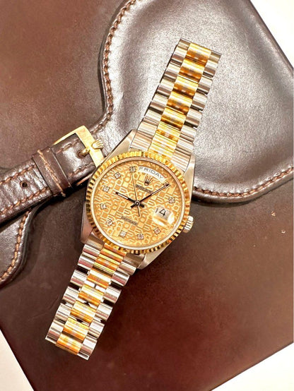 Rolex Day-Date 36 Tridor Full Set Champagne “Computer” Diamond Dial Ref: 18239