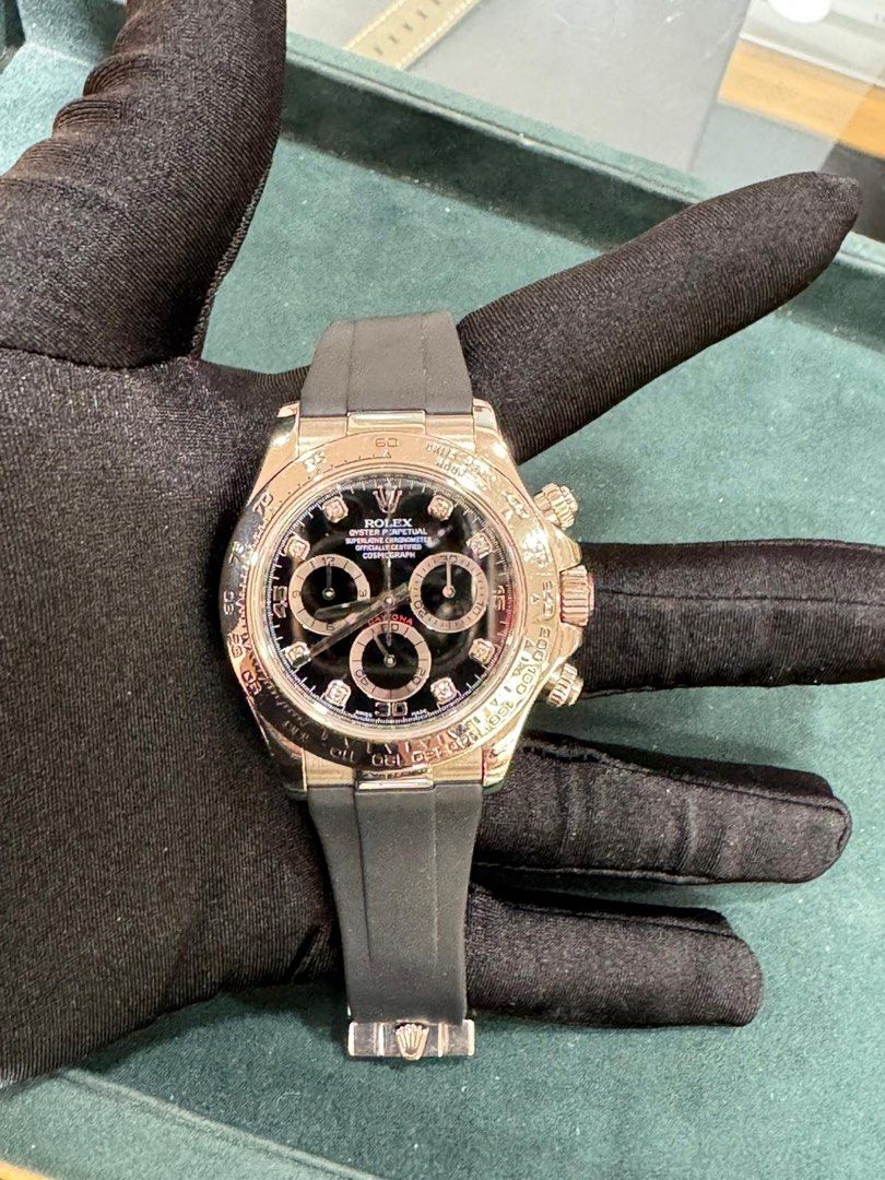 Rolex Daytona 18K White Gold Ref: 116519 Black Diamond Hour-Markers
