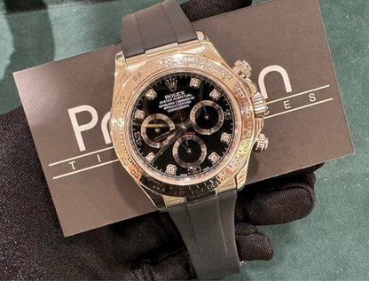 Rolex Daytona 18K White Gold Ref: 116519 Black Diamond Hour-Markers