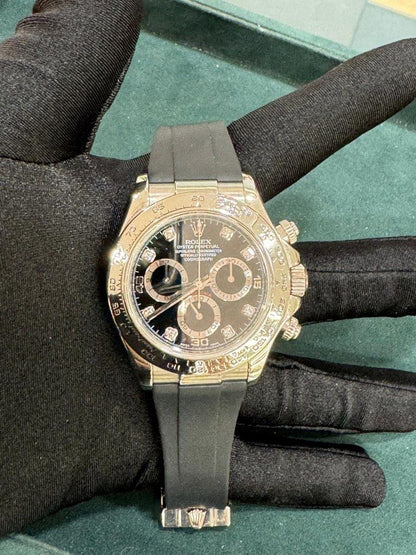 Rolex Daytona 18K White Gold Ref: 116519 Black Diamond Hour-Markers