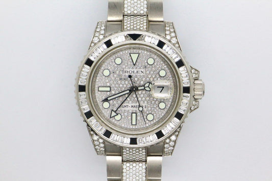 Rolex GMT-Master II Original Rolex Pavé Diamonds Dial Bezel Lugs & Bracelet Full Set