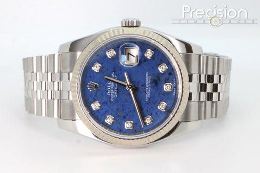 Rolex Ref: 116234 DateJust Sodalite + Diamond Hour-Markers Dial