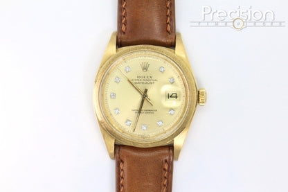 Rolex Ref: 1611 🔥Rare🔥Florentine Bezel 18K Yellow Gold ŵ Diamond Hour-Markers Dial