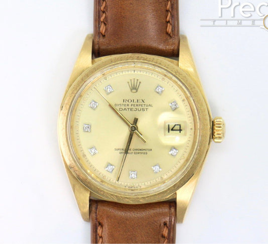 Rolex Ref: 1611 🔥Rare🔥Florentine Bezel 18K Yellow Gold ŵ Diamond Hour-Markers Dial