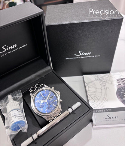 Sinn Flieger Ref: 358.064 Rare Blue Dial Annual Calendar Chronograph Brand New Unworn